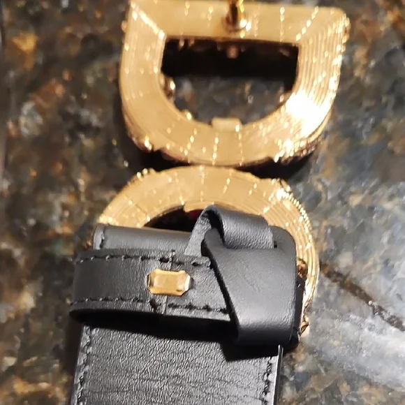 Dolce & Gabbana Black Belt with Gold and Pearl Embellished Buckle Dolce&Gabbana Ornate DG Buckle Belt | Neiman Marcus main image 4